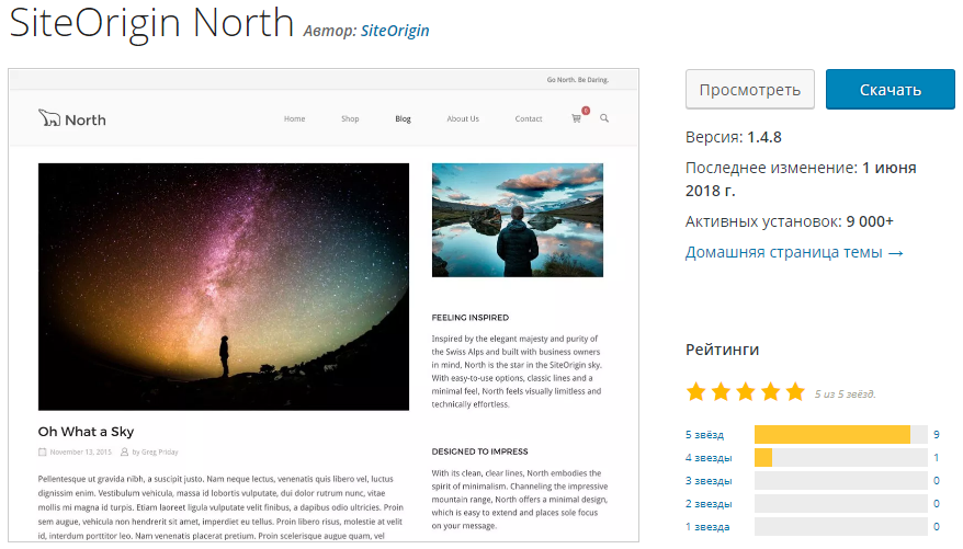Тема WordPress SiteOrigin North